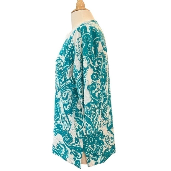 Ralph Lauren, Turquoise and White 100% Cotton Tunic Blouse Size 1X - Picture 5 of 8